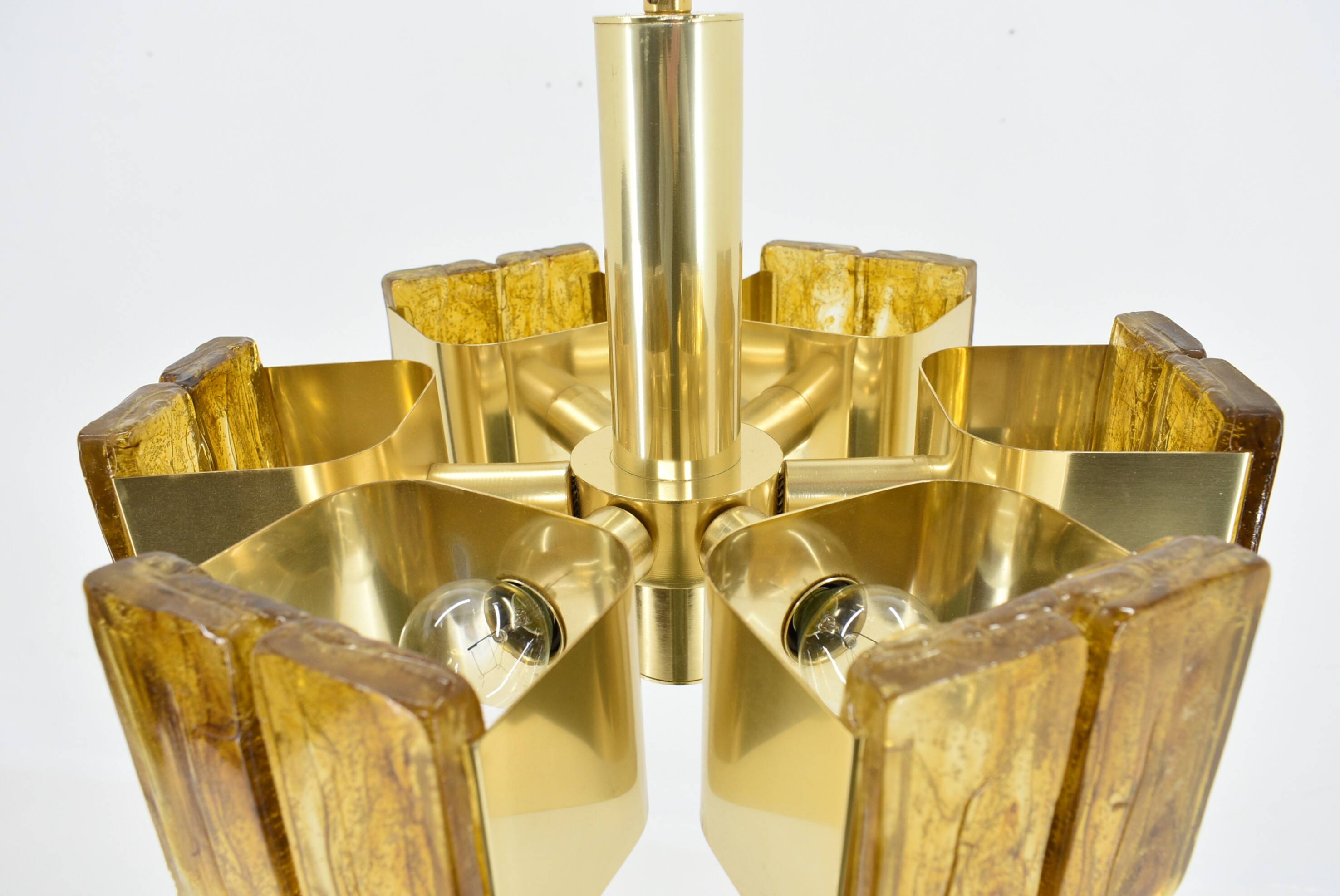 Mid-century design brass and resin pendant, 1960s / Hungary