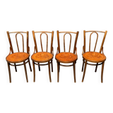 Set of 4 French Cafe Chairs with Graceful Seats