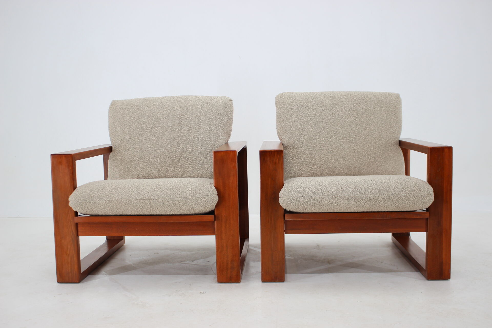 1960s Miroslav Navratil Pair of  Armchairs in Bouclé Upholstery