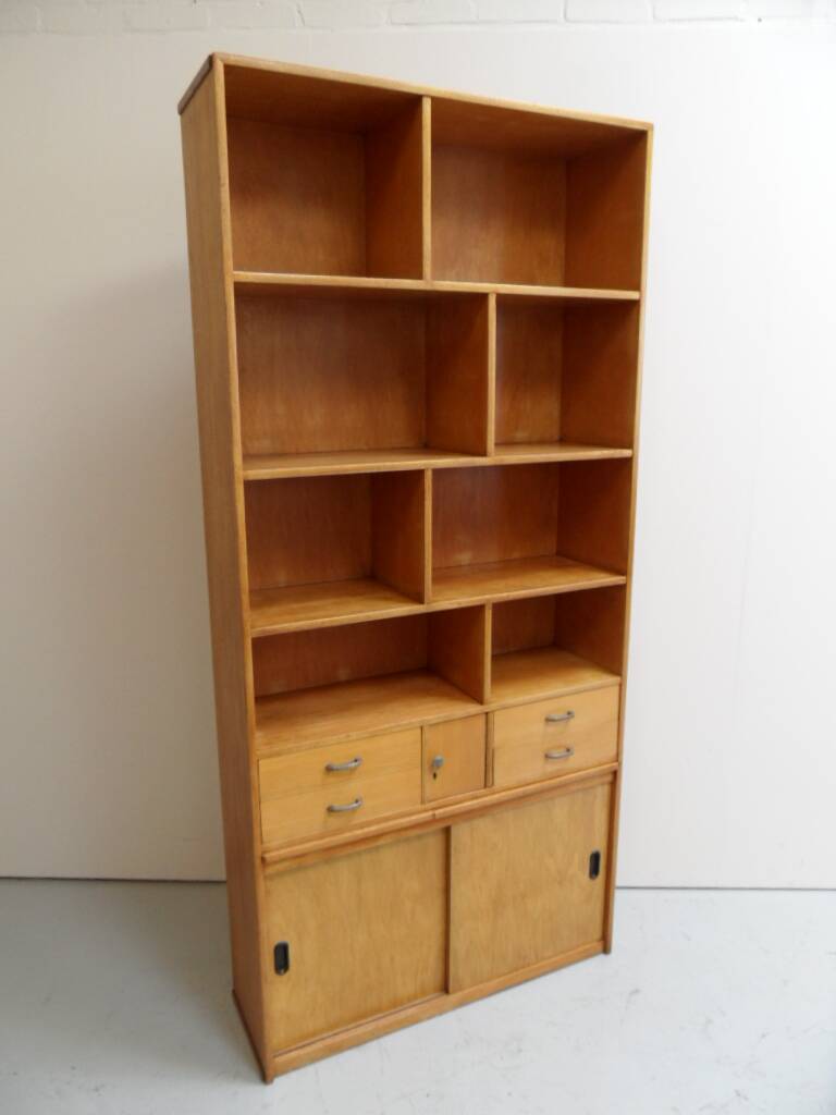 Mid century wall unit with open bookcase