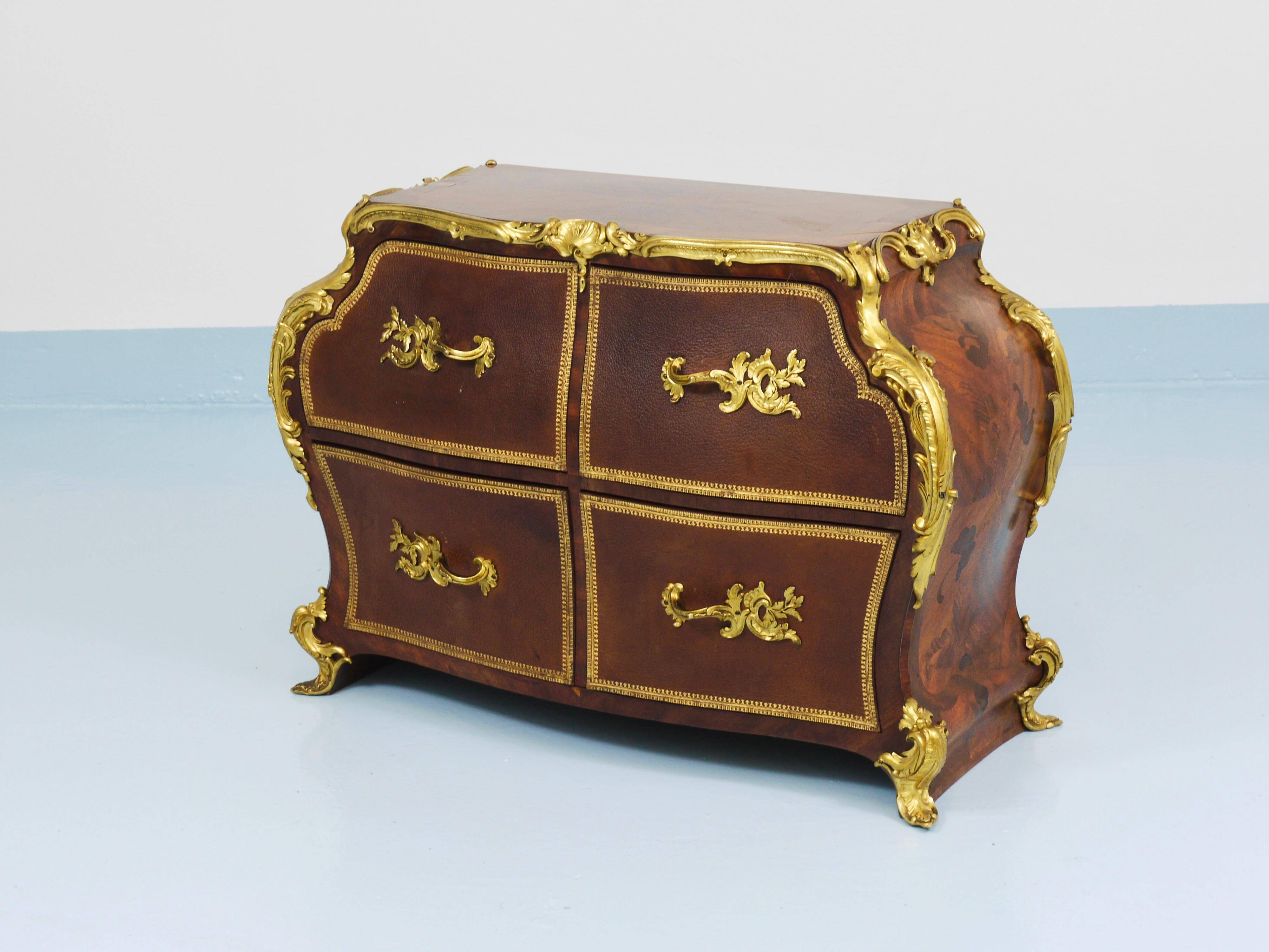 G. Durand Louis XV Bombe Commode, Marquetry, Gilt Bronze, 1880, Paris, France