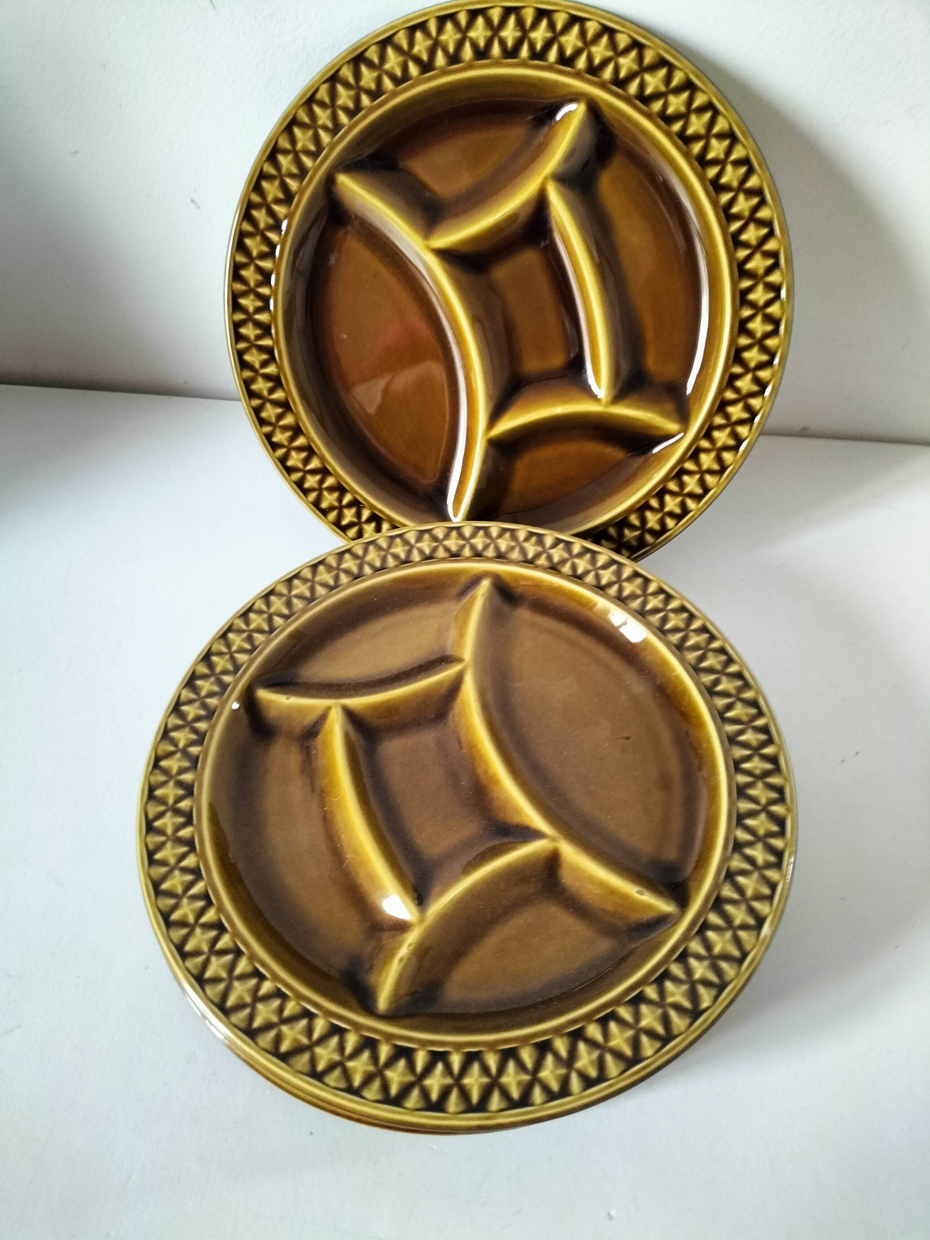 Ensemble de 4 assiettes compartimentées Digoin Sarreguemines