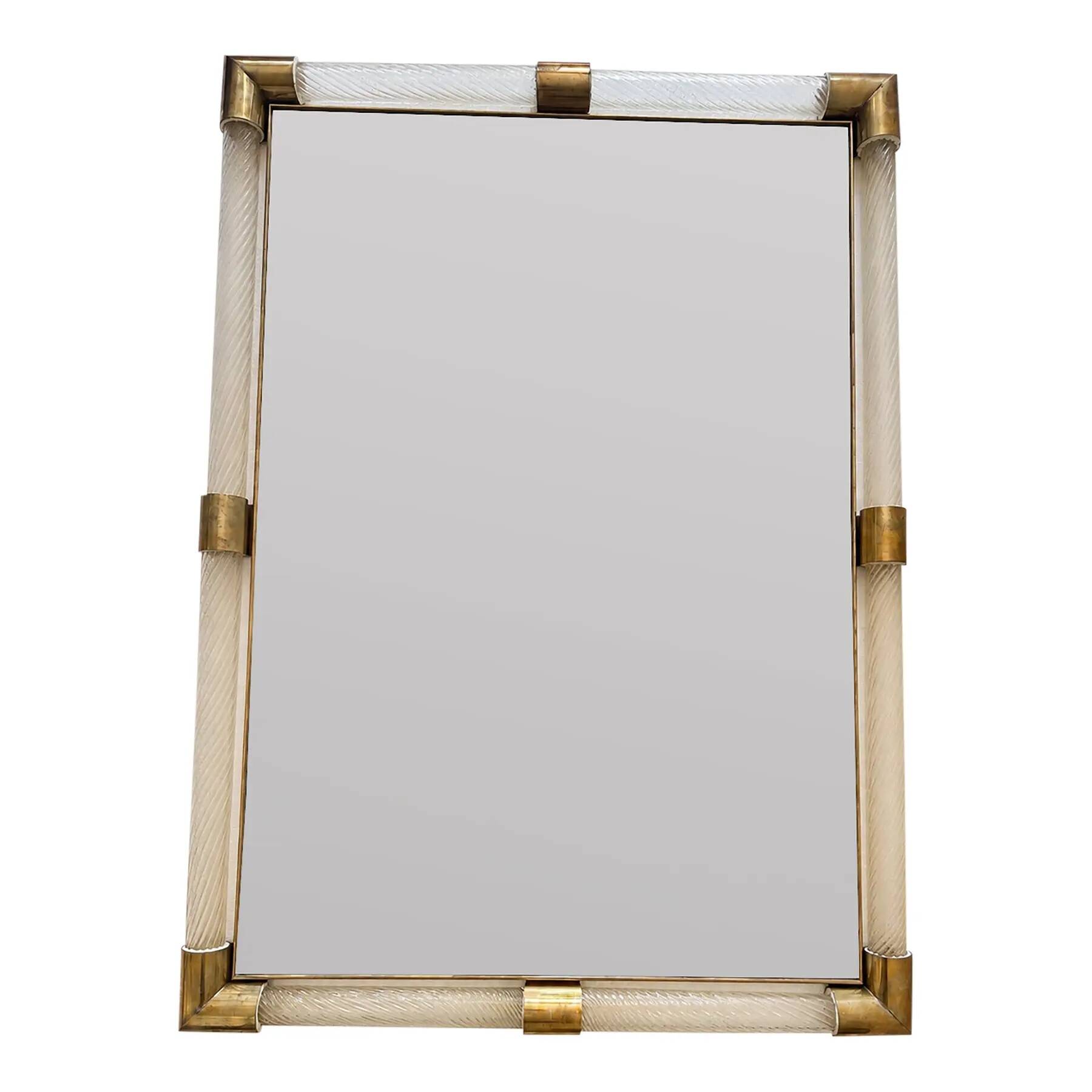 Monumental Italian Venetian “Torciglione” Torchon Murano Glass Wall Mirror