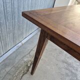 Antique rustic farmhouse table in solid oak with one drawer - 1m15