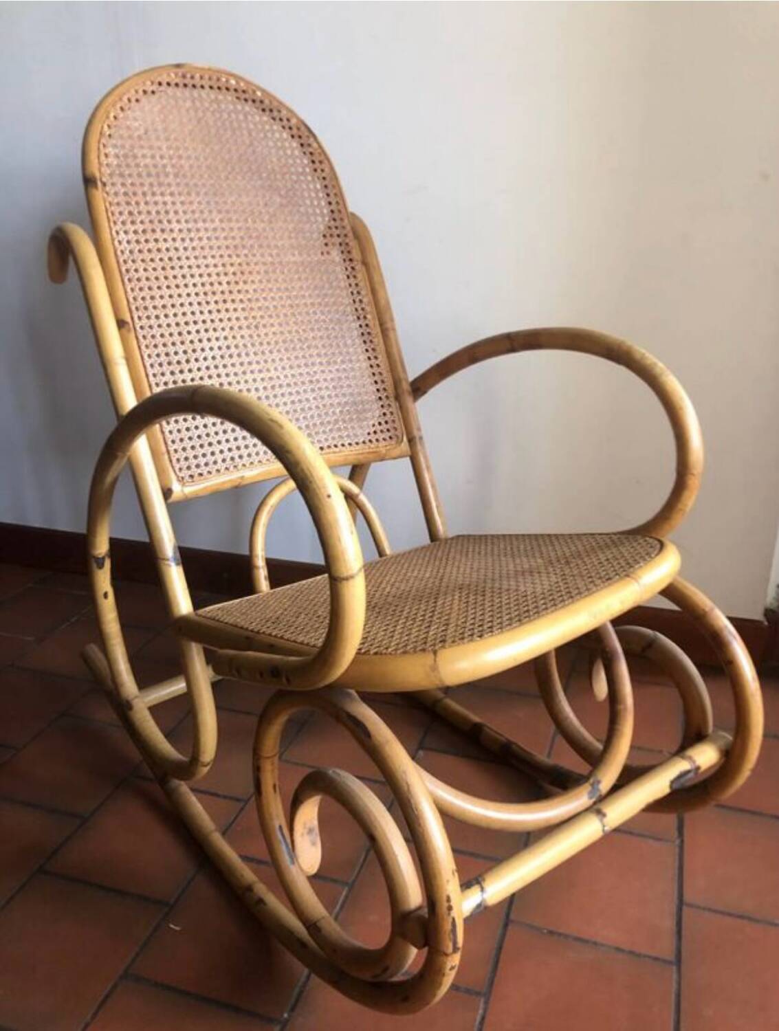 Vintage bamboo rocking chair
