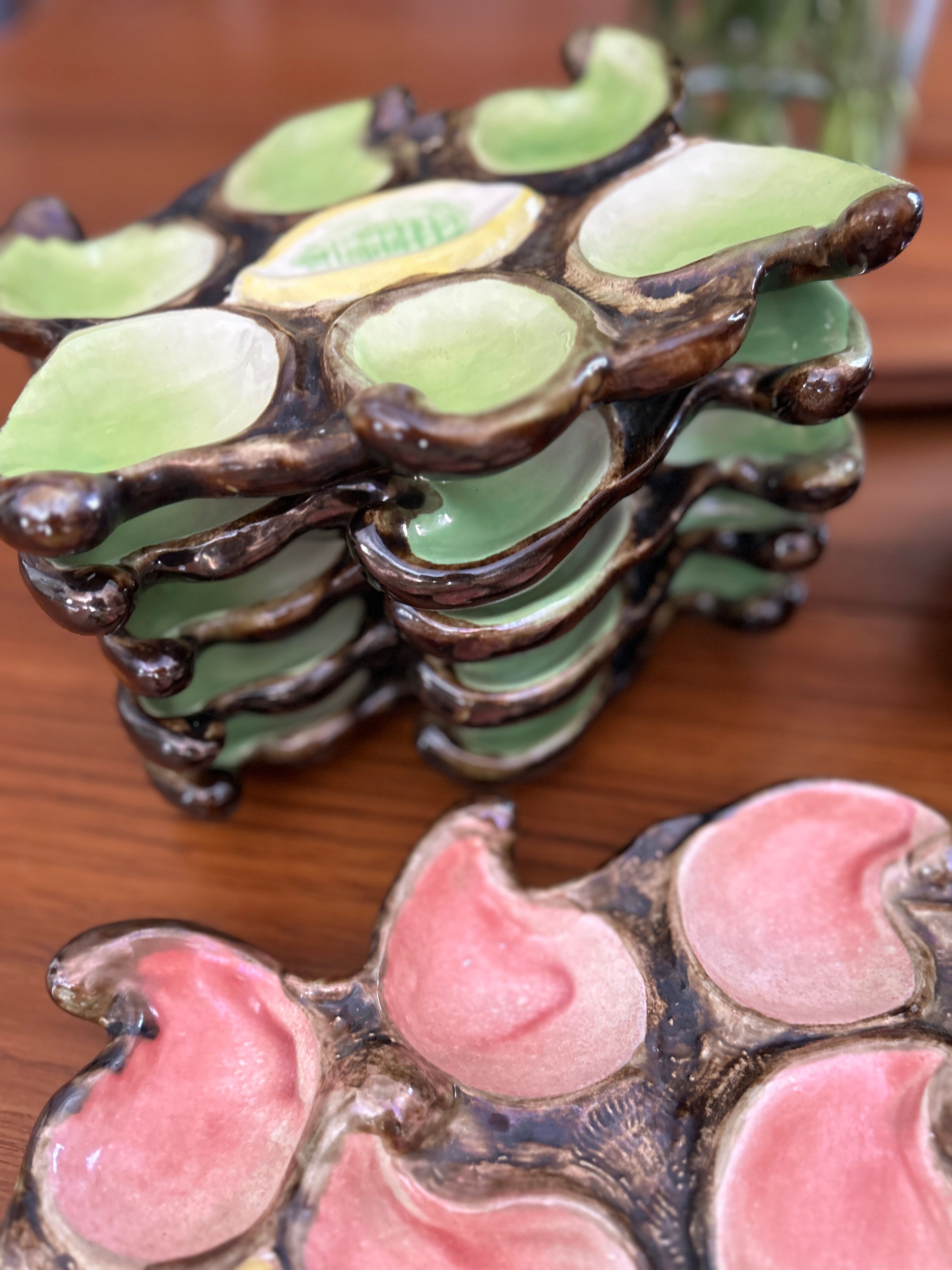 Vallauris majolica ceramic oyster set 1950