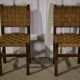 Pair of Brutalist chairs with braided rope seats, 1950s
