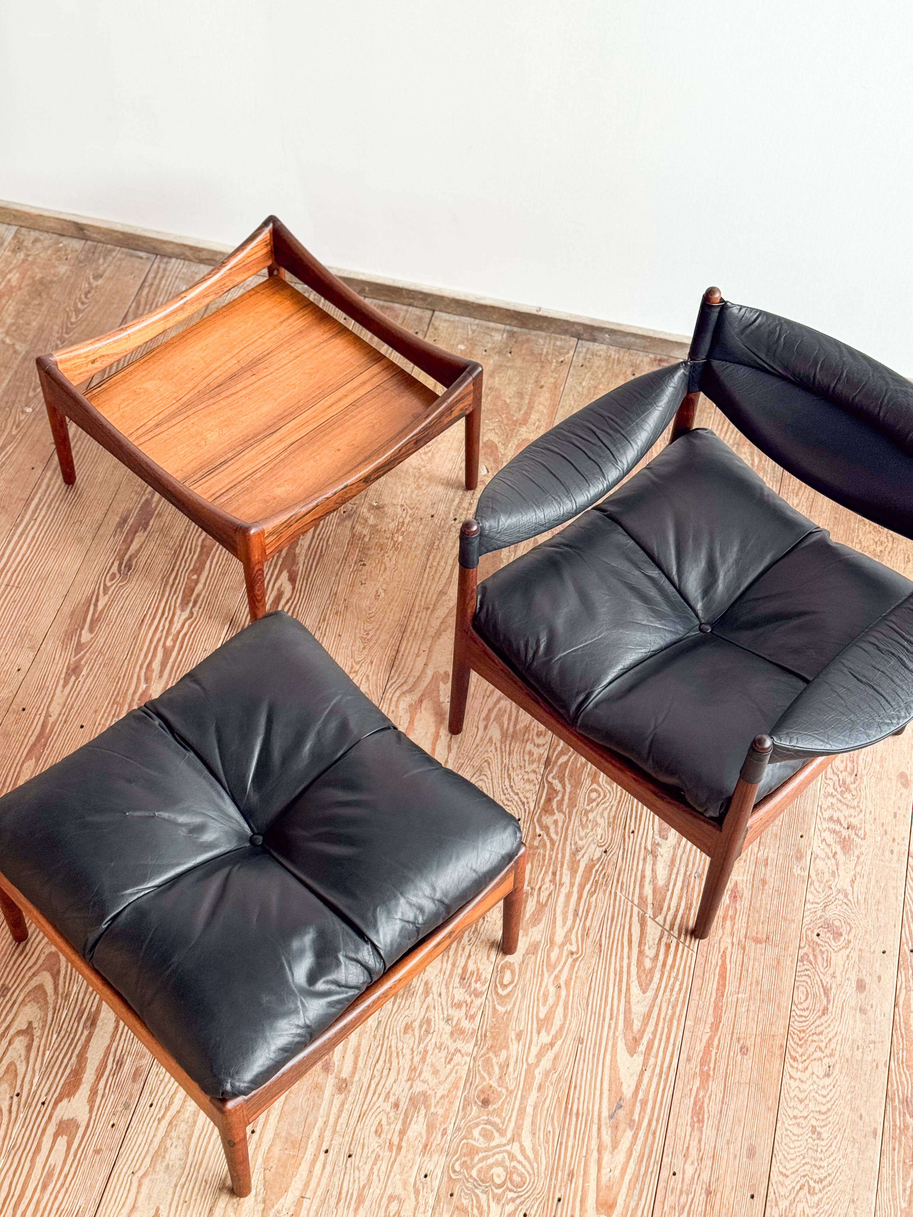 Ensemble danoise avec fauteuil, repose-pieds et table par Kristian Vedel