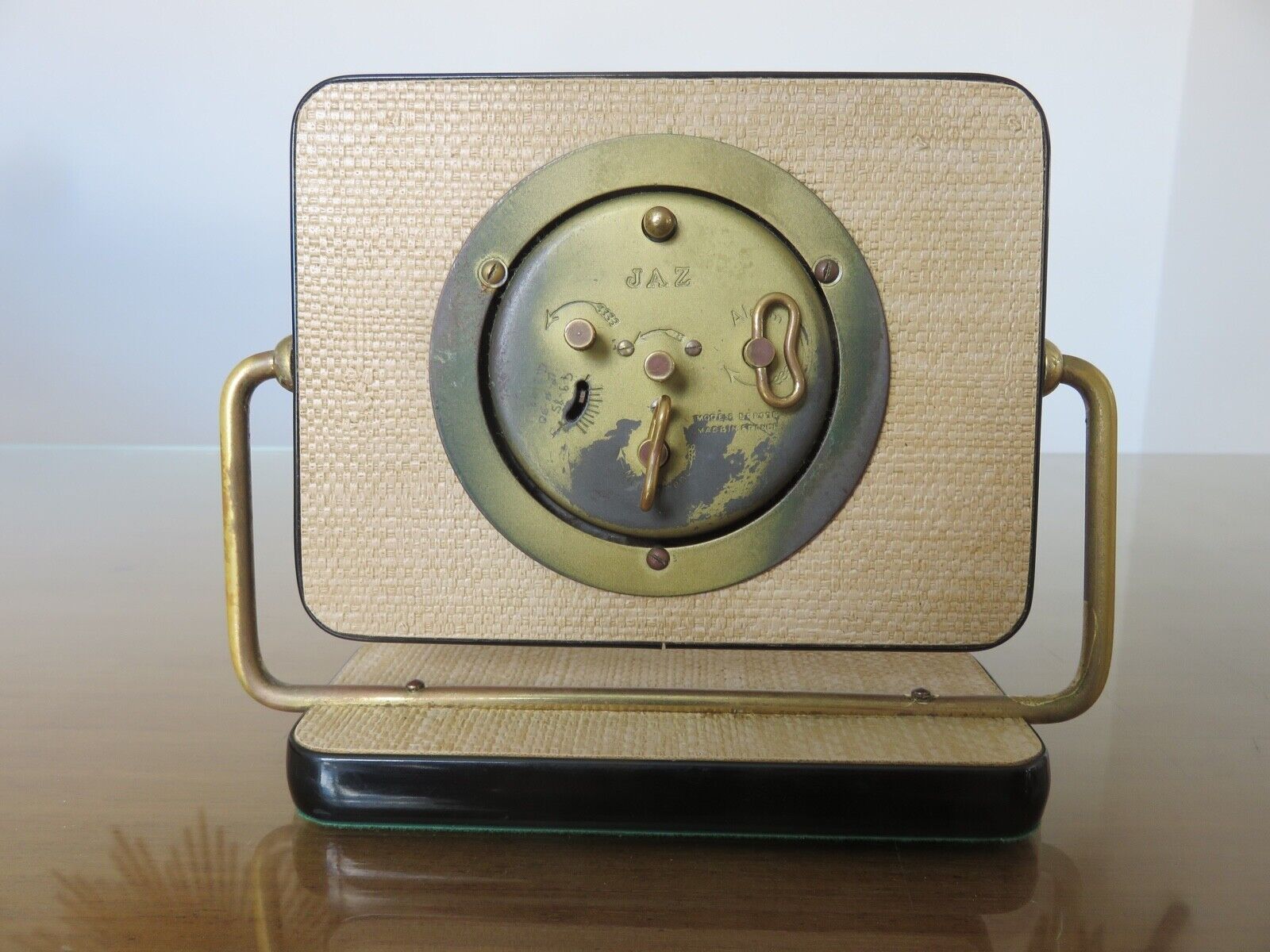 Mechanical alarm clock "jaz" brass and vinyl, swivel 50s 60s