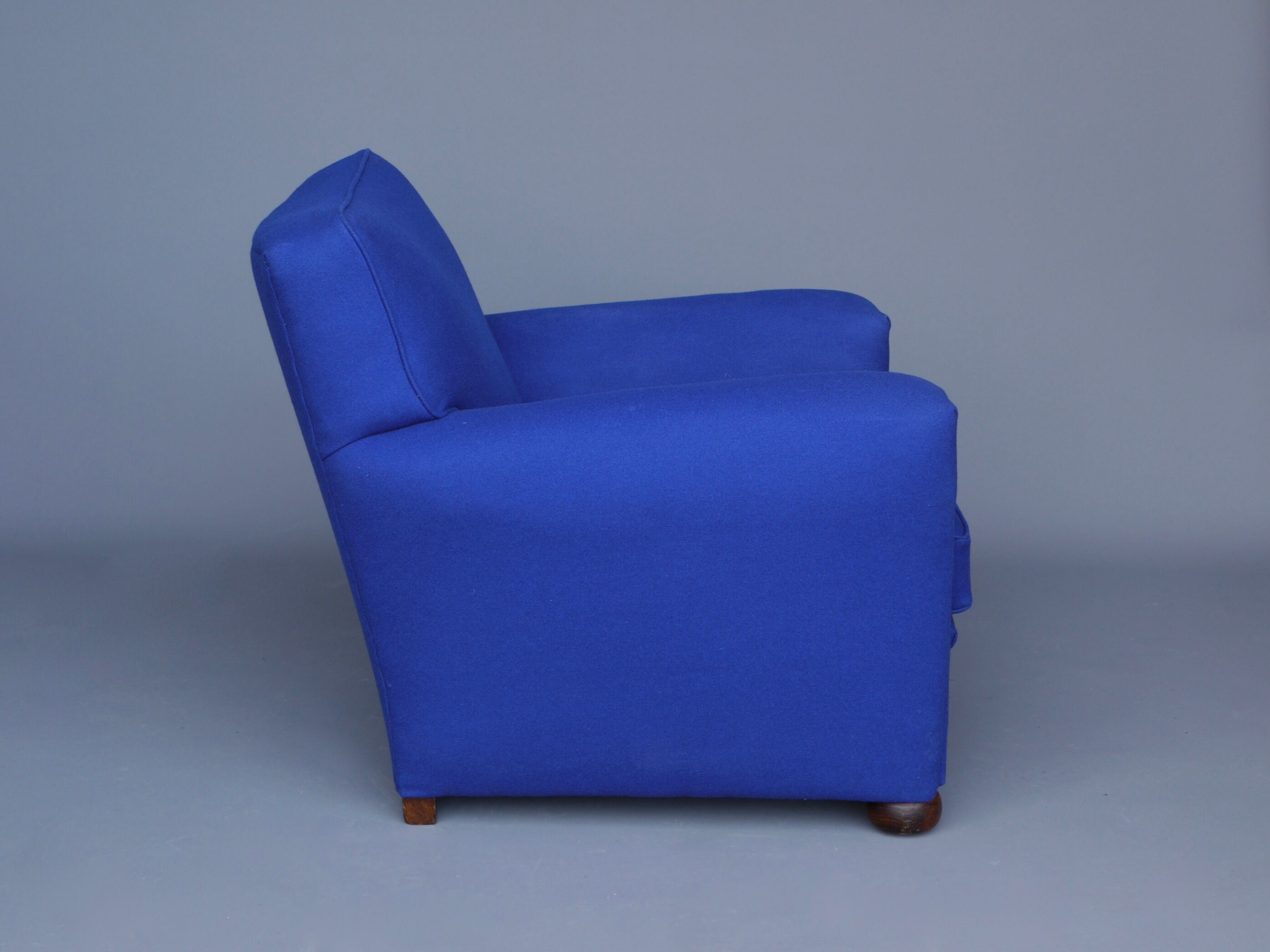 Royal blue wool club chair armchair. 1930s