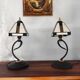 Paire de lampes vintage métal et verre