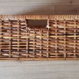 Grand tiroir panier osier rotin vintage ancien