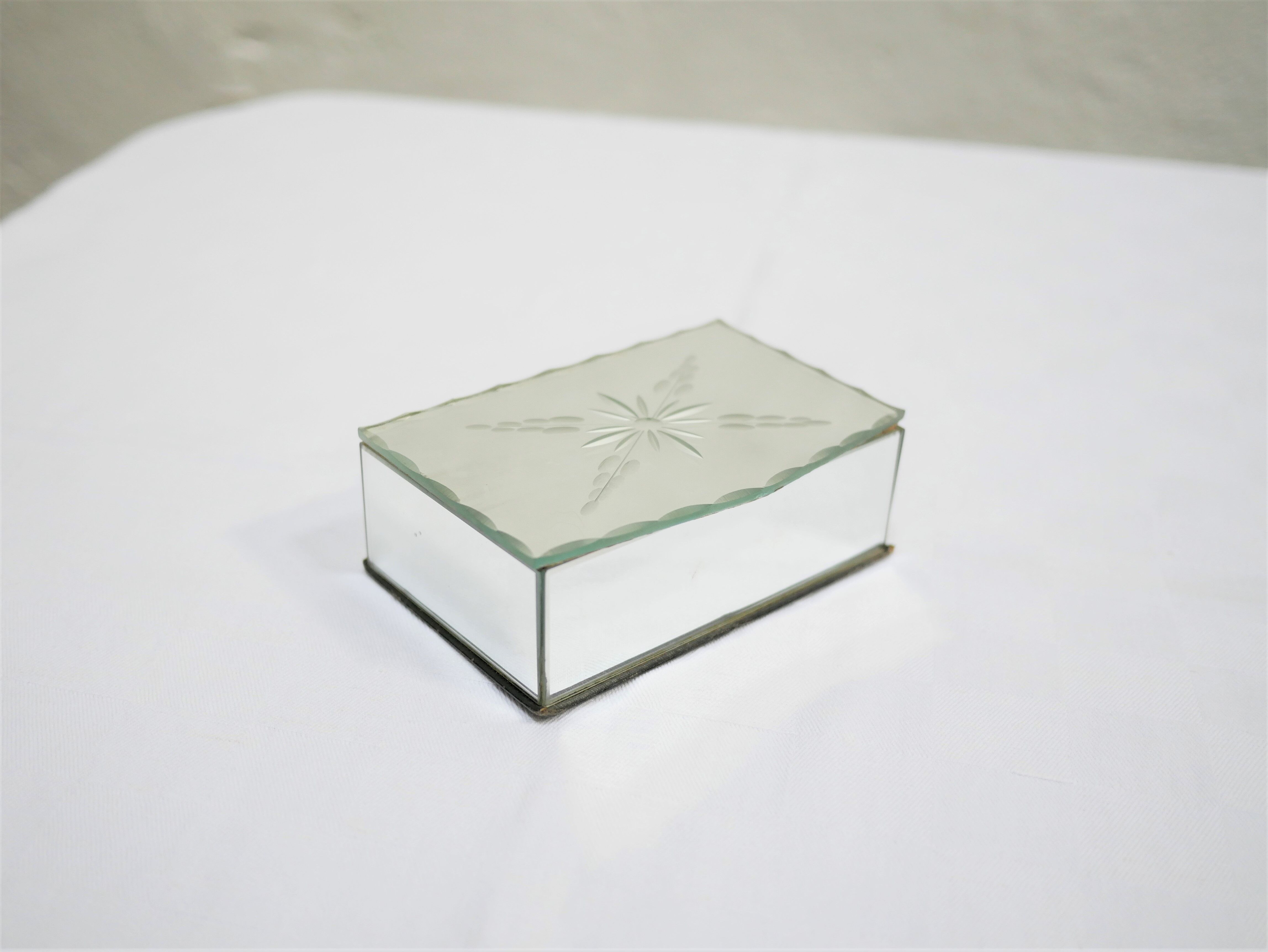 Art Deco jewelry box in beveled glass