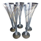 Set of 5 chic flutes with metal trim.