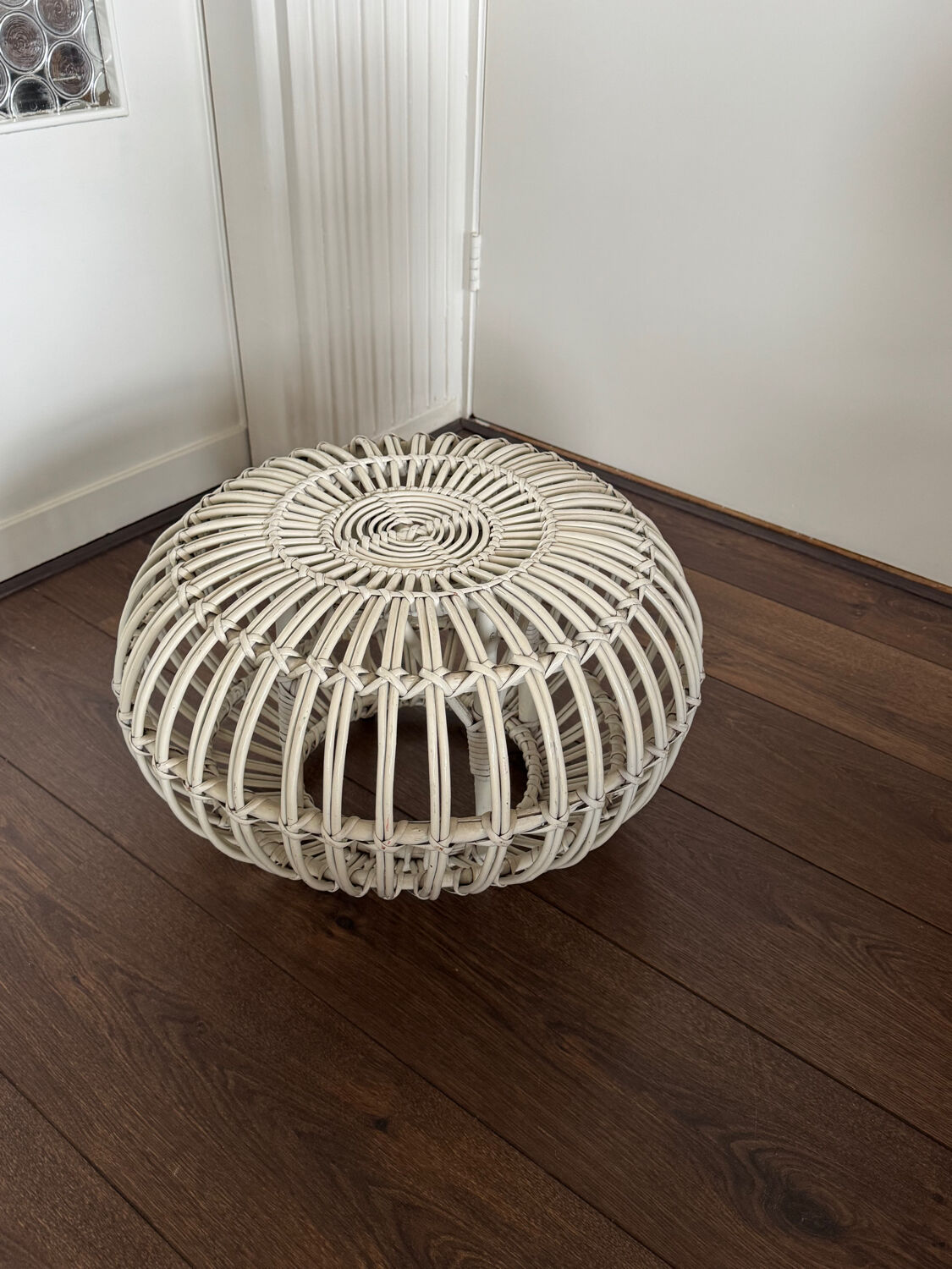 Mid Century Italian rattan bamboo Margherita Ottoman by Franco Albini