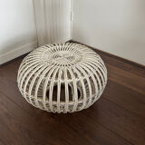 Mid Century Italian rattan bamboo Margherita Ottoman by Franco Albini