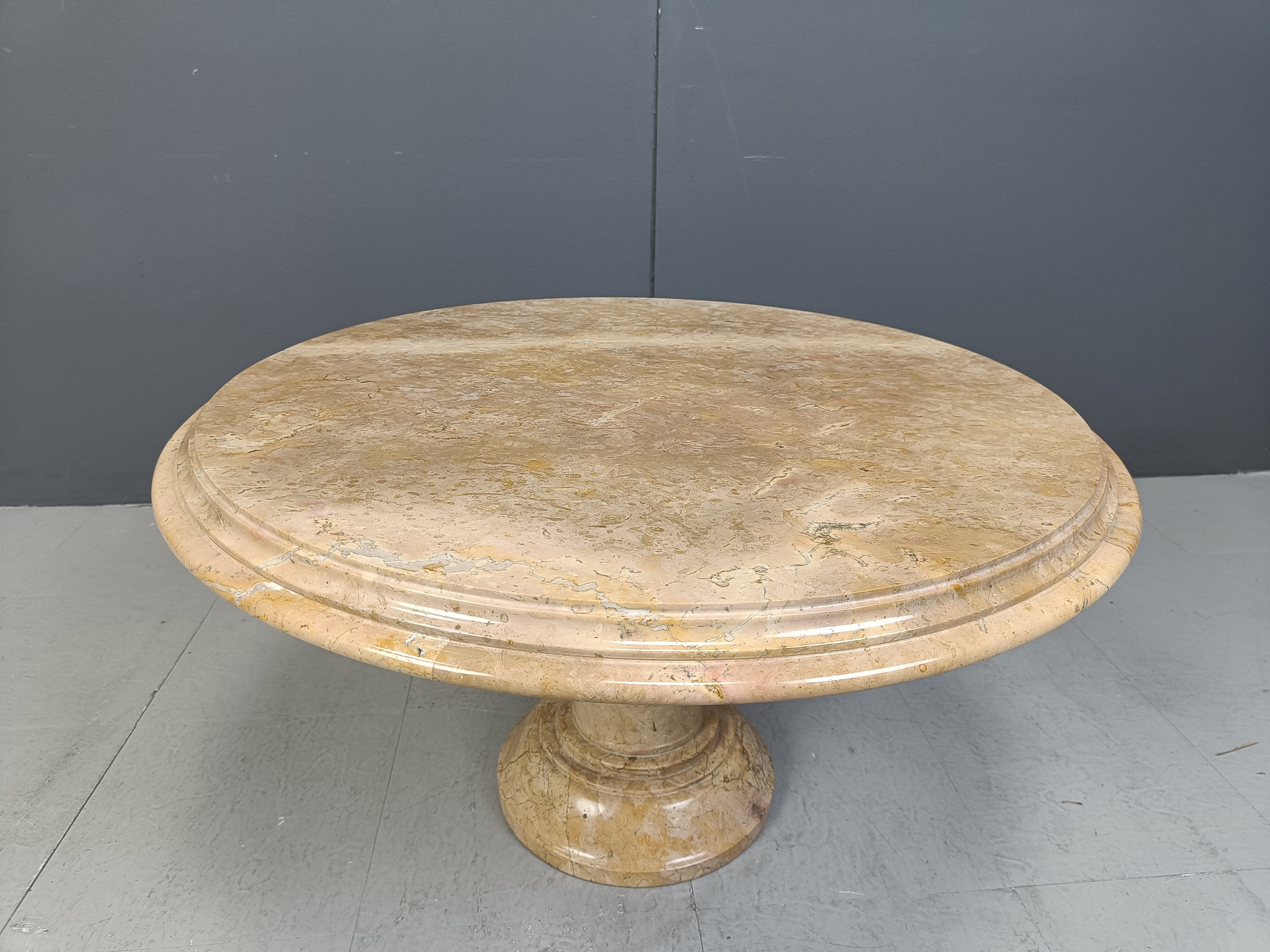 Vintage round Italian marble coffee table, 1960s