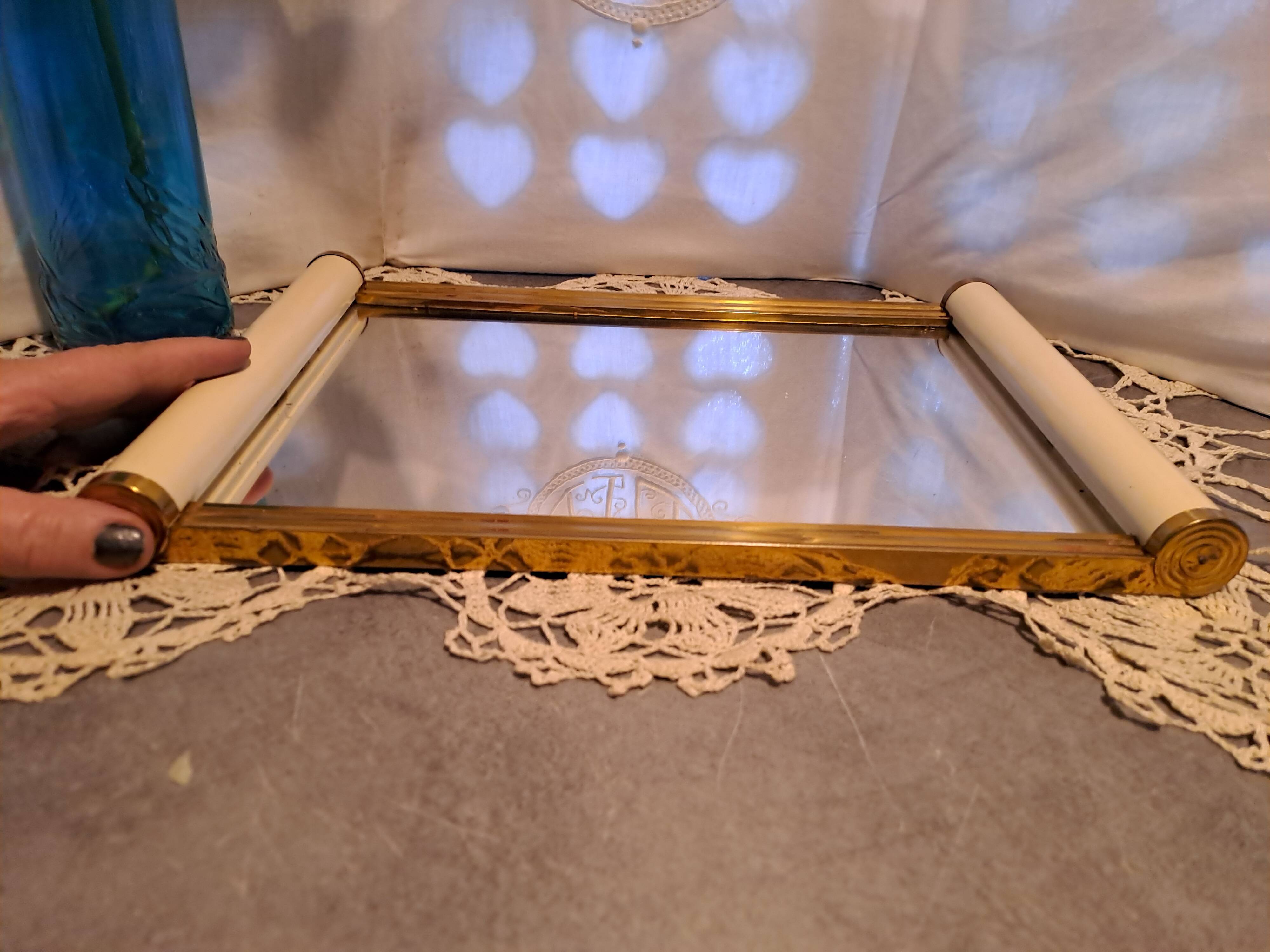 Art deco tray with rectangular mirror background