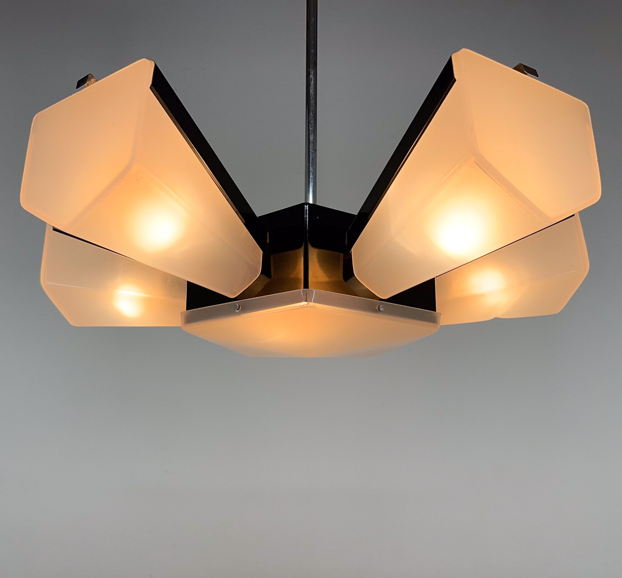 Mid-Century Plastic and Metal Chandelier by Lidokov, Czechoslovakia