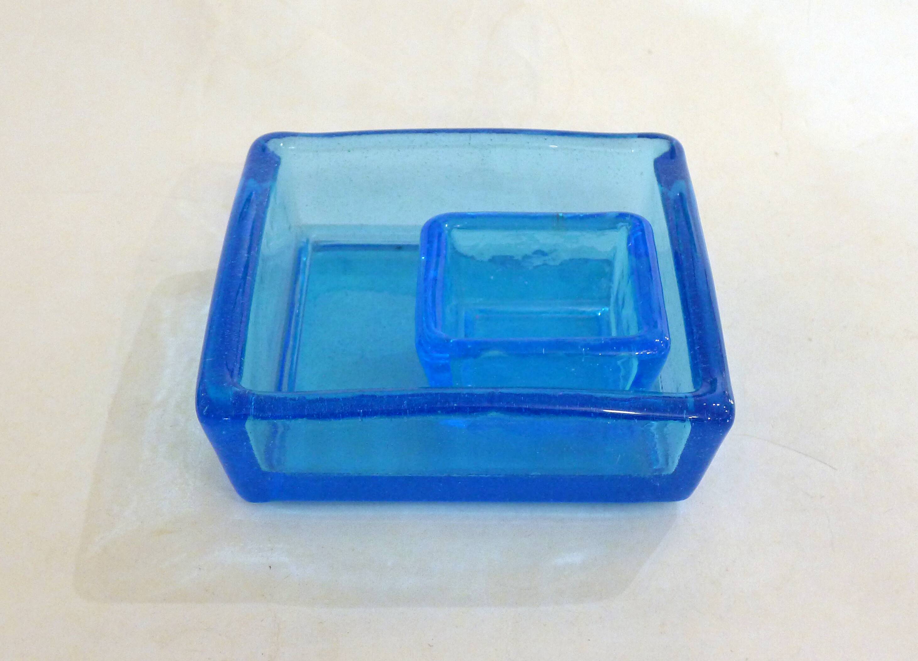 Pair of vintage turquoise trinket trays