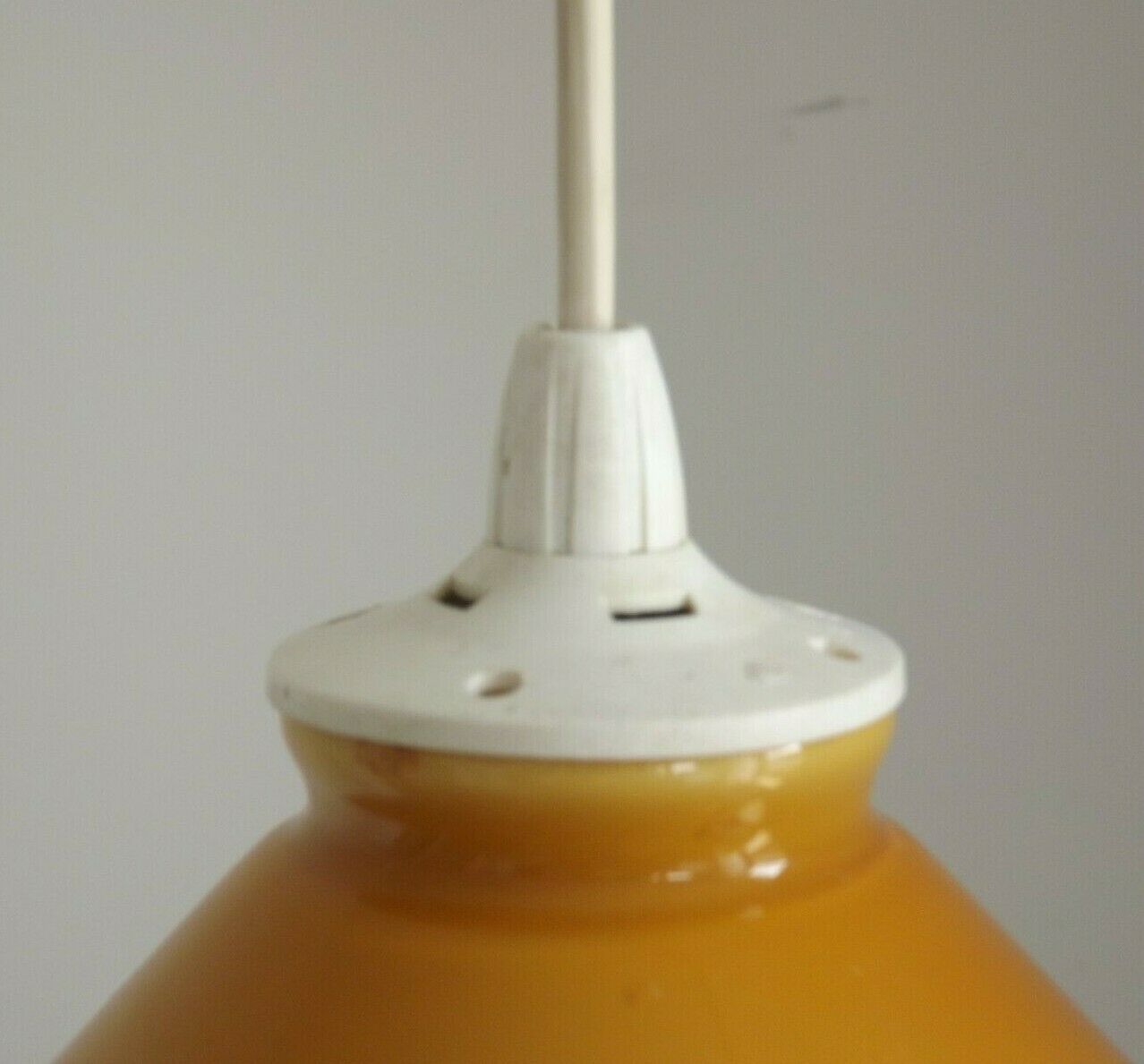 French Vintage Retro Ceiling Light With Round Mustard Yellow Glass Shade