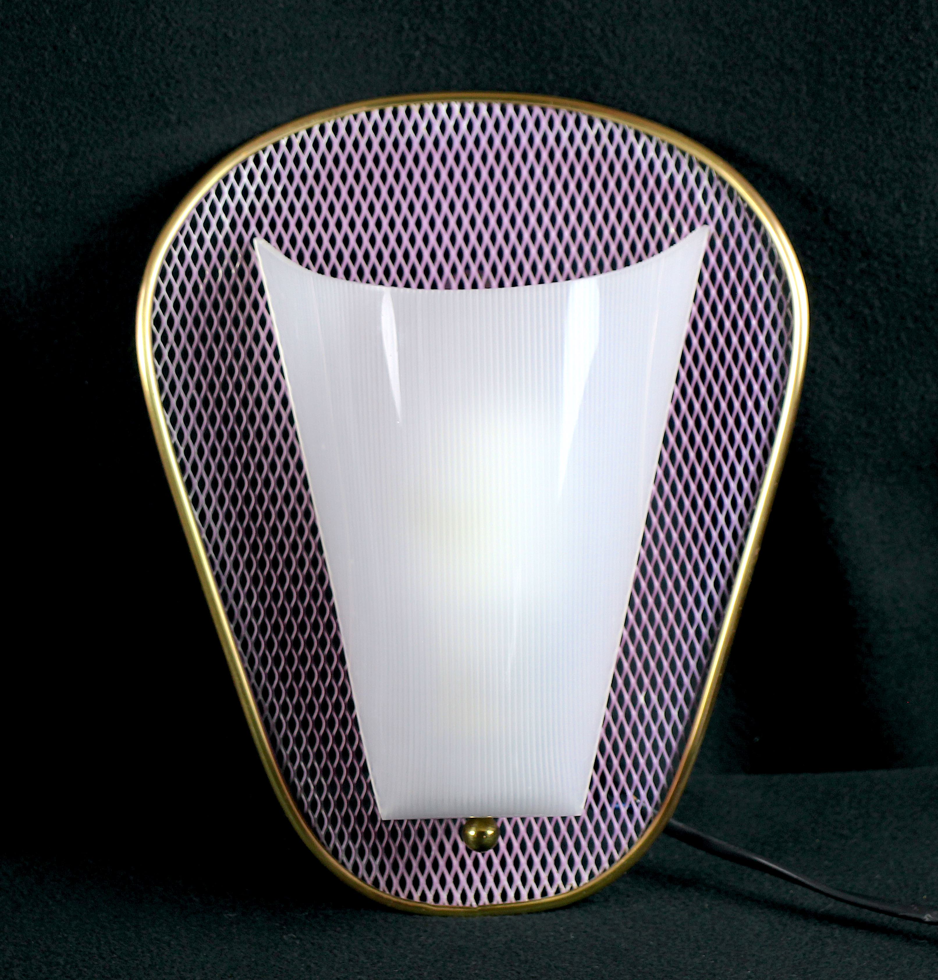 Pair of perspex brass wall sconces, france 1950's