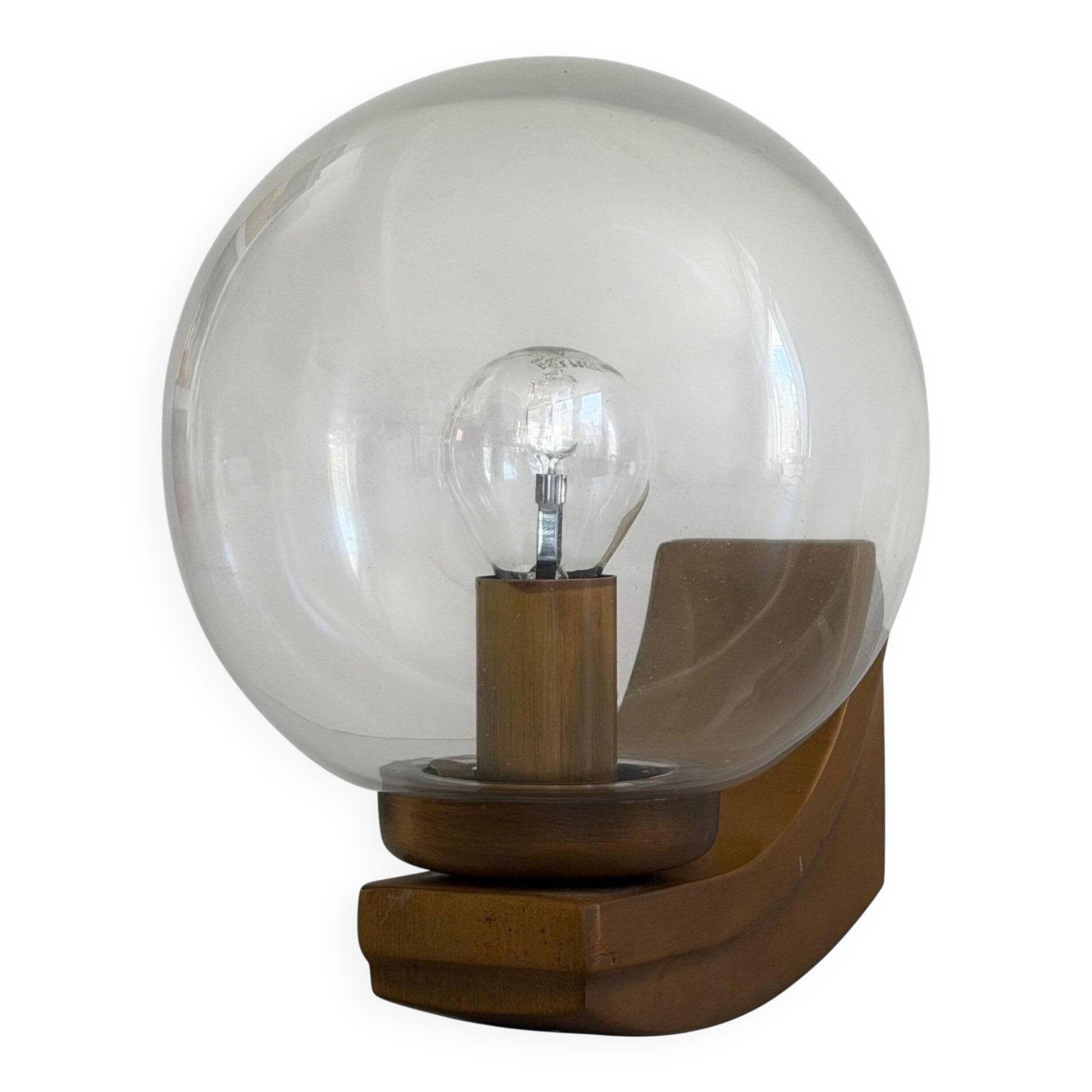 Simple glass and brass wall light from the mid-century, 1960, Germany.