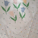 Nappe rectangulaire motifs tulipes pur coton vintage