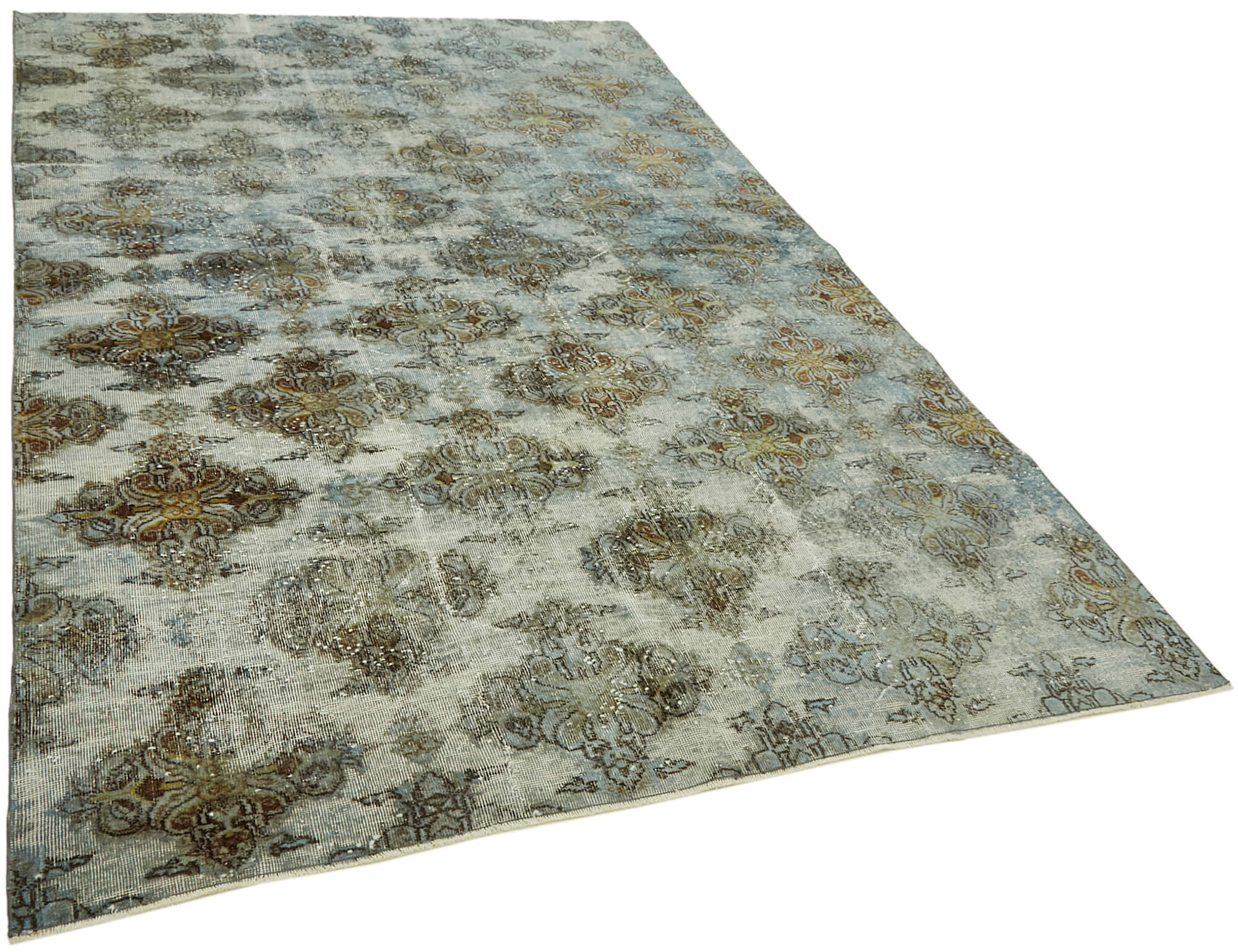 Hand-knotted antique anatolian 1970s 198 cm x 292 cm blue carpet