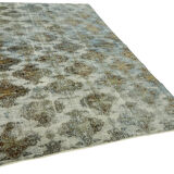 Tapis bleu anatolien antique noué à la main des années 1970 198 cm x 292 cm