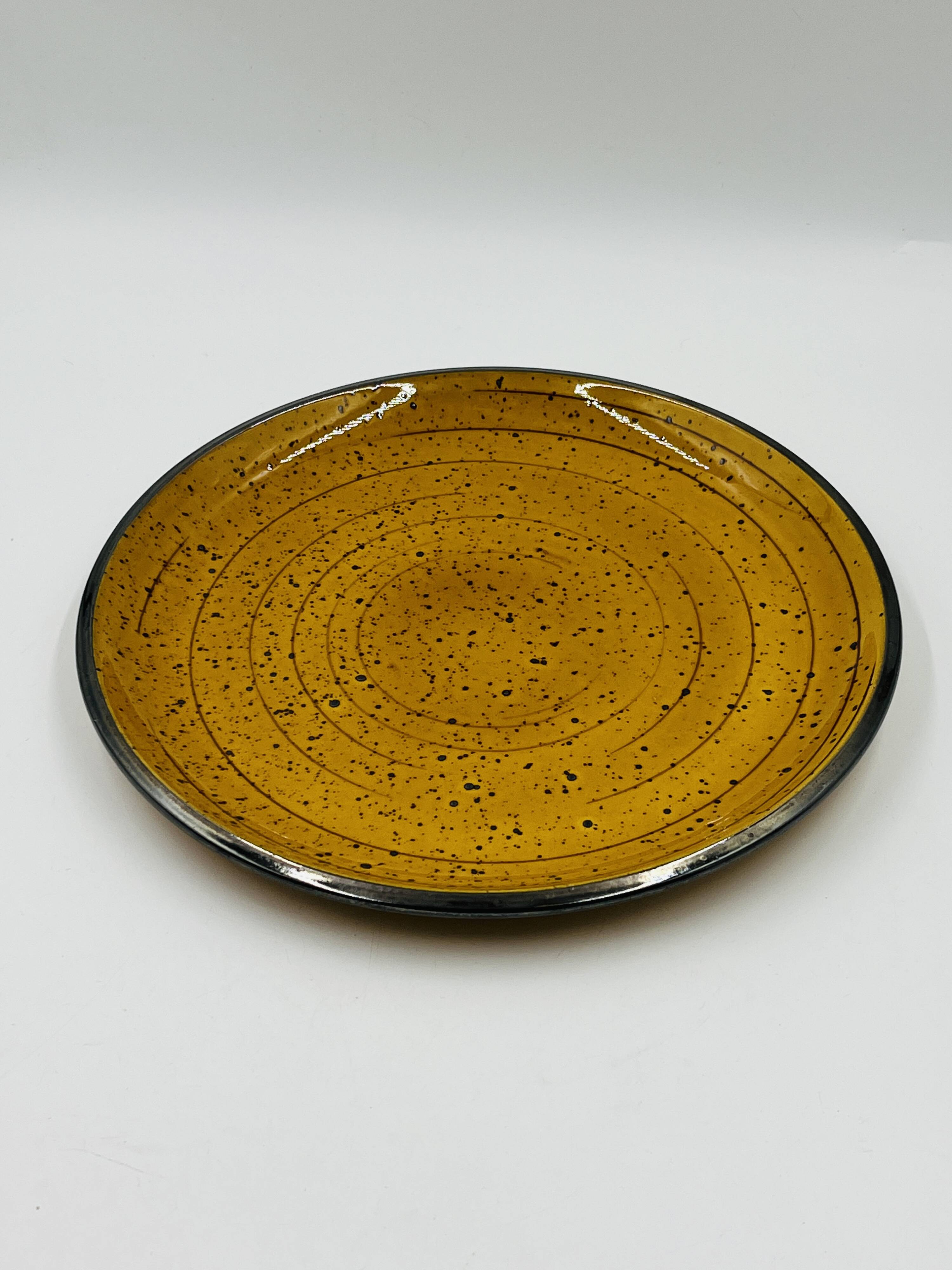 Vintage speckled yellow Palma plate Boch La Louvière
