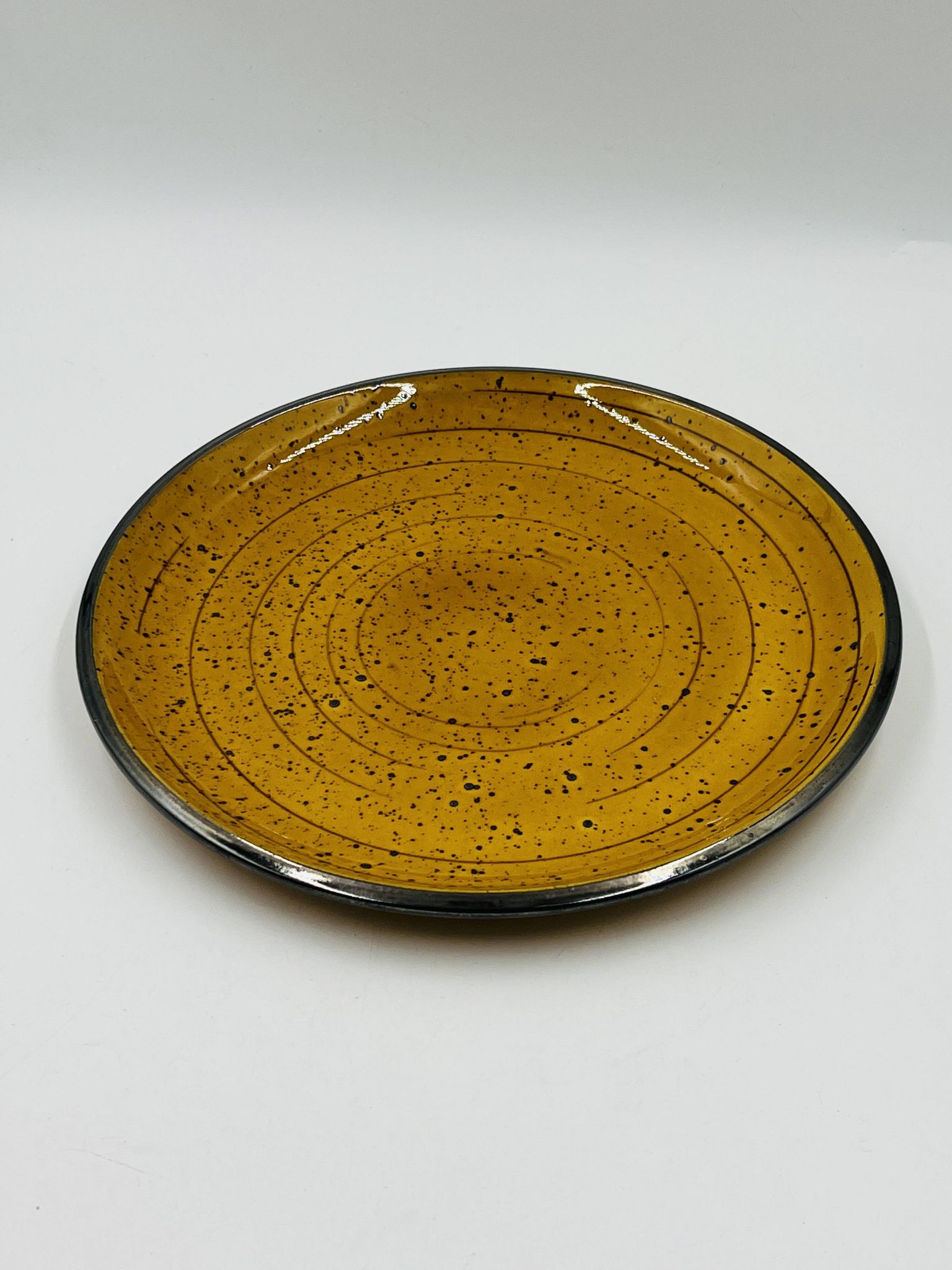 Vintage speckled yellow Palma plate Boch La Louvière
