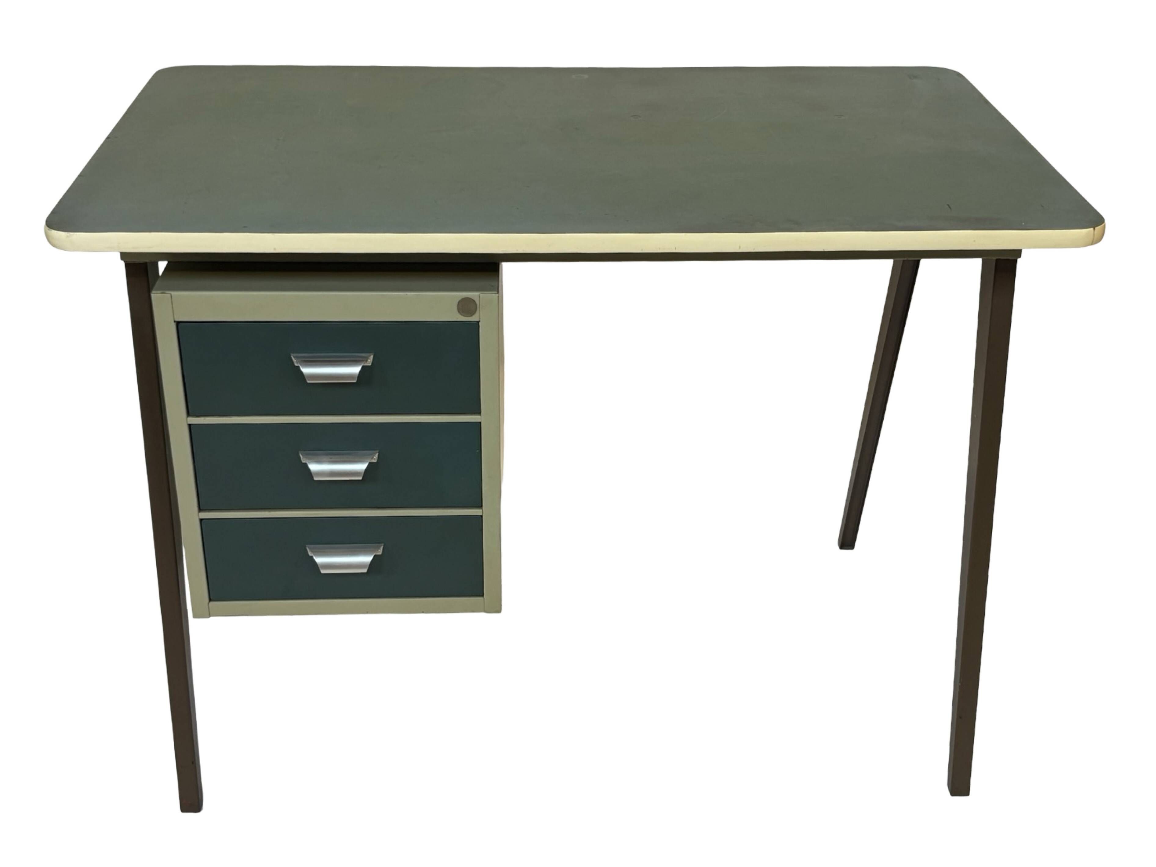 Vintage industrial Drentea Roomsteel desk 1960s metal design