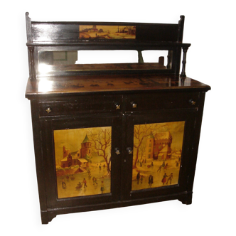 English sideboard, mahogany, decorated in Flemish style, 1850s