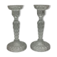 Set of 2 candlesticks in thick glass