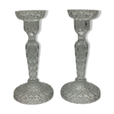 Set of 2 candlesticks in thick glass