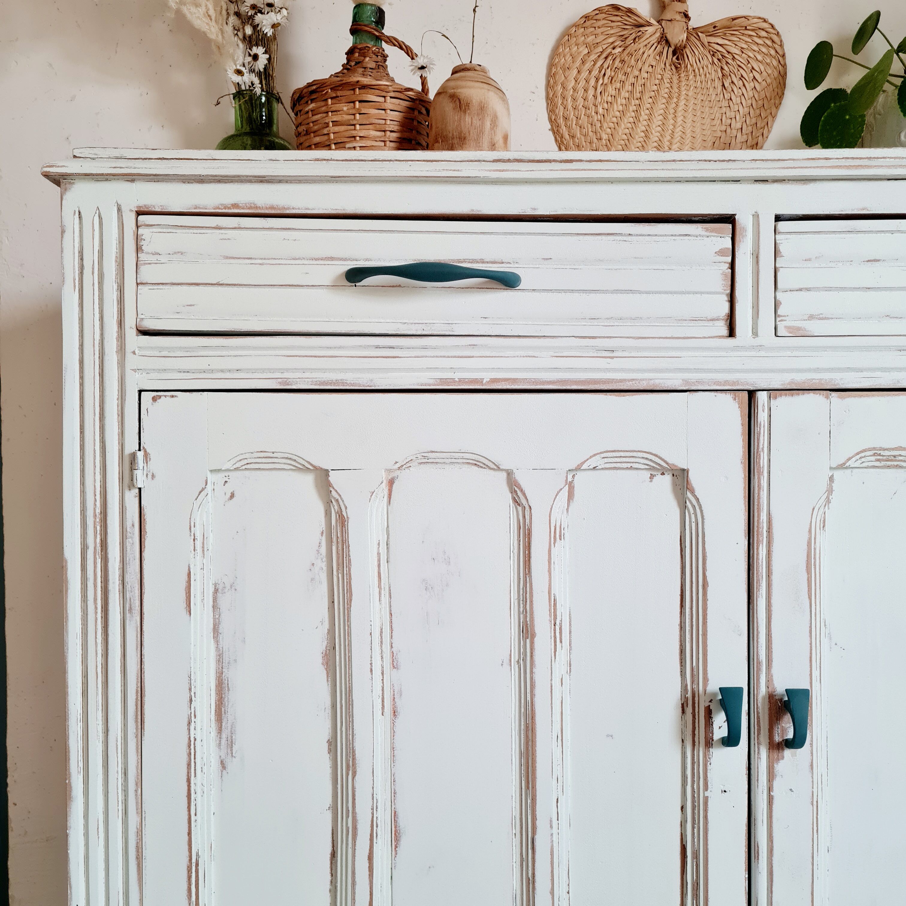 Parisian sideboard doors renovated pale green