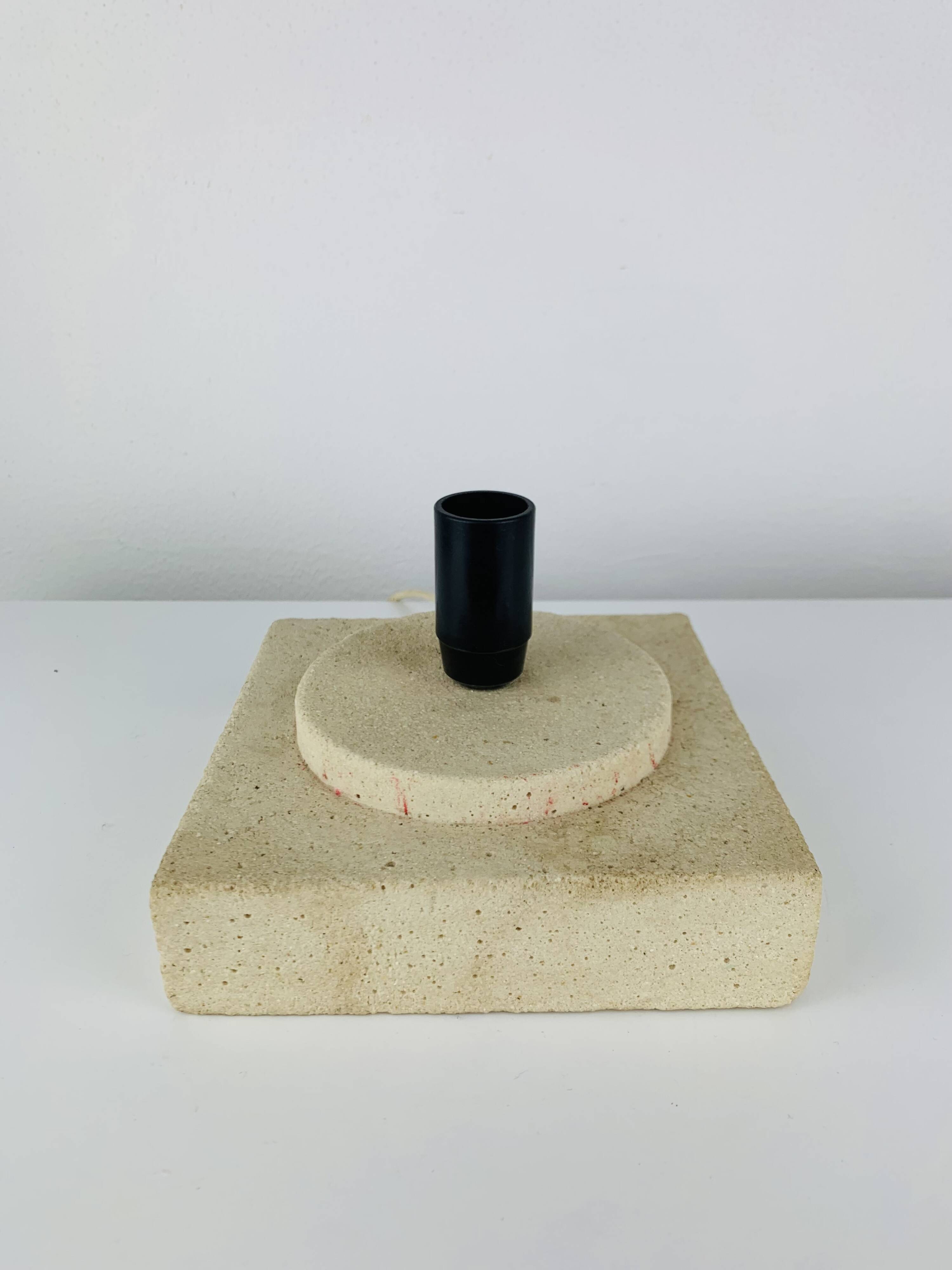 Red stone and fibreglass lamp, vintage