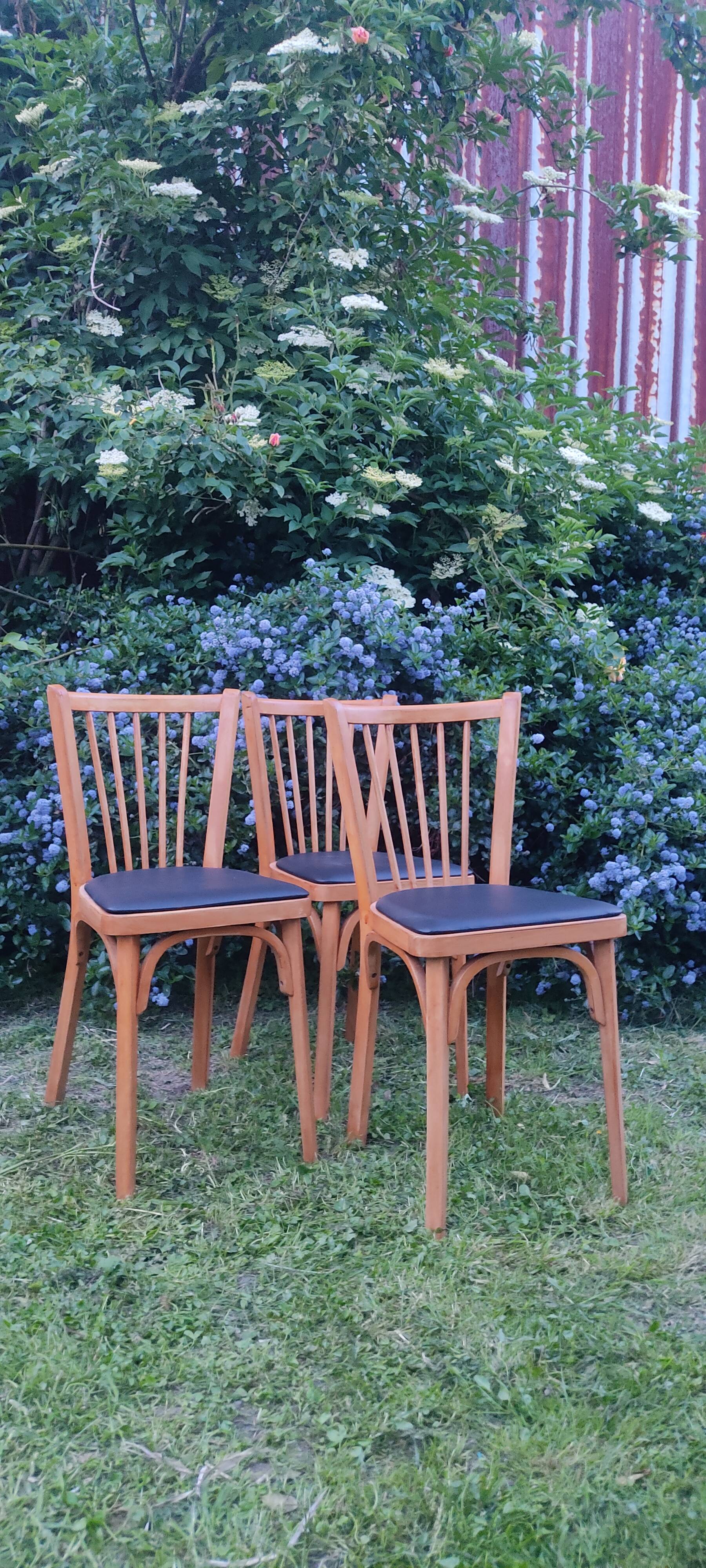 Set of 3 baumann bistro chairs n°12