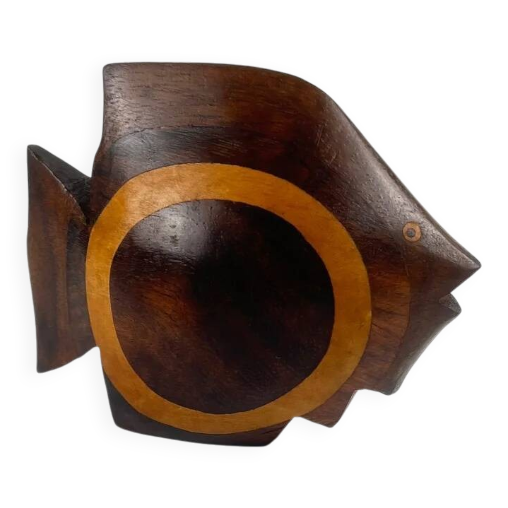 Small statue of a fish in exotic wood, mid-century modernism.