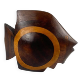 Small statue of a fish in exotic wood, mid-century modernism.