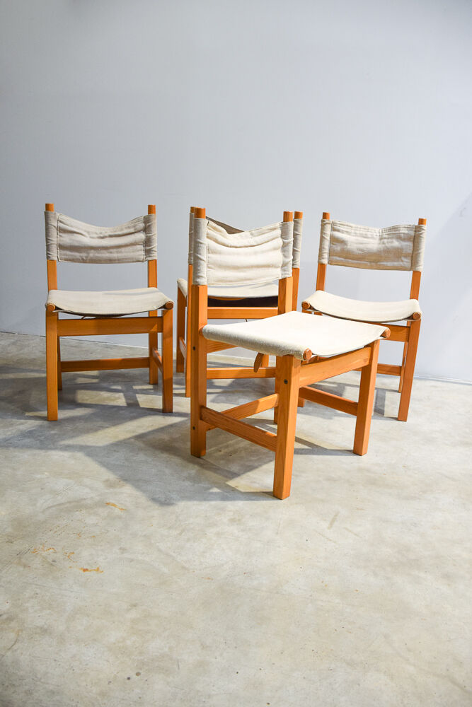 Series of four Ikea pine chairs 1986'