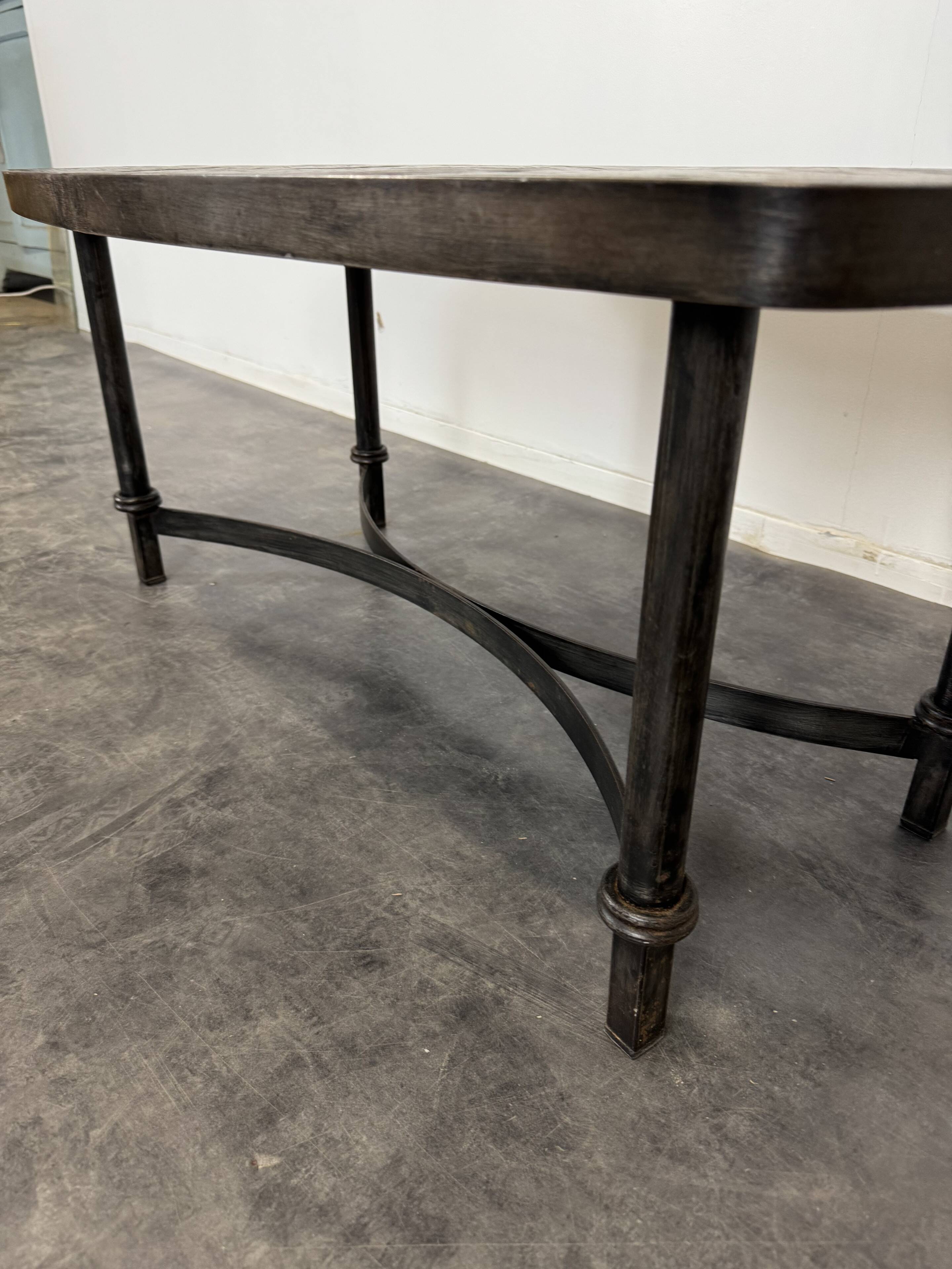 Wrought iron coffee table with slate top