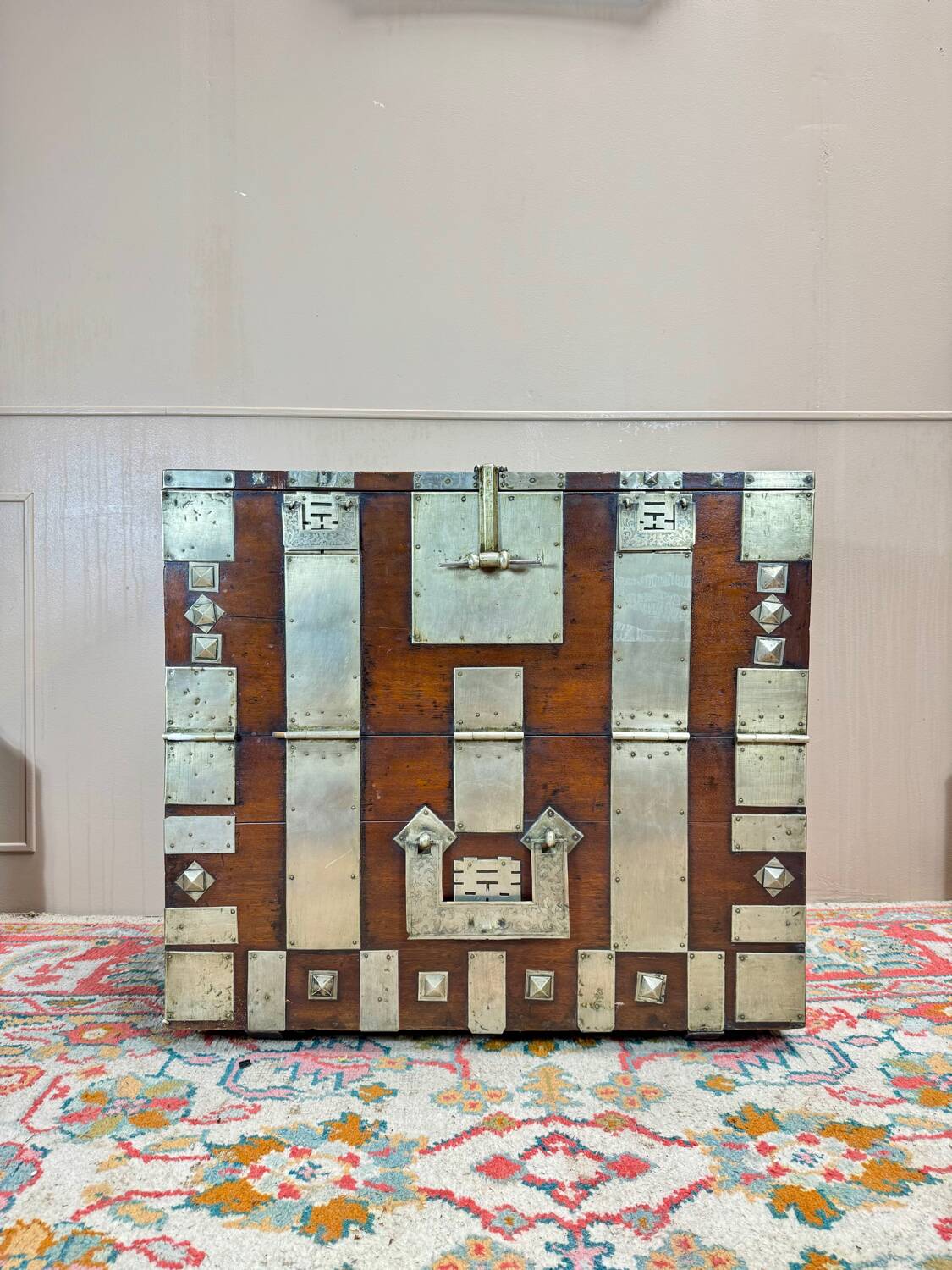 19th Century Korean Wooden and Brass Storage Chest