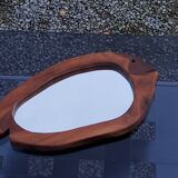 Fish design mirror in walnut stamped R.Lecompte