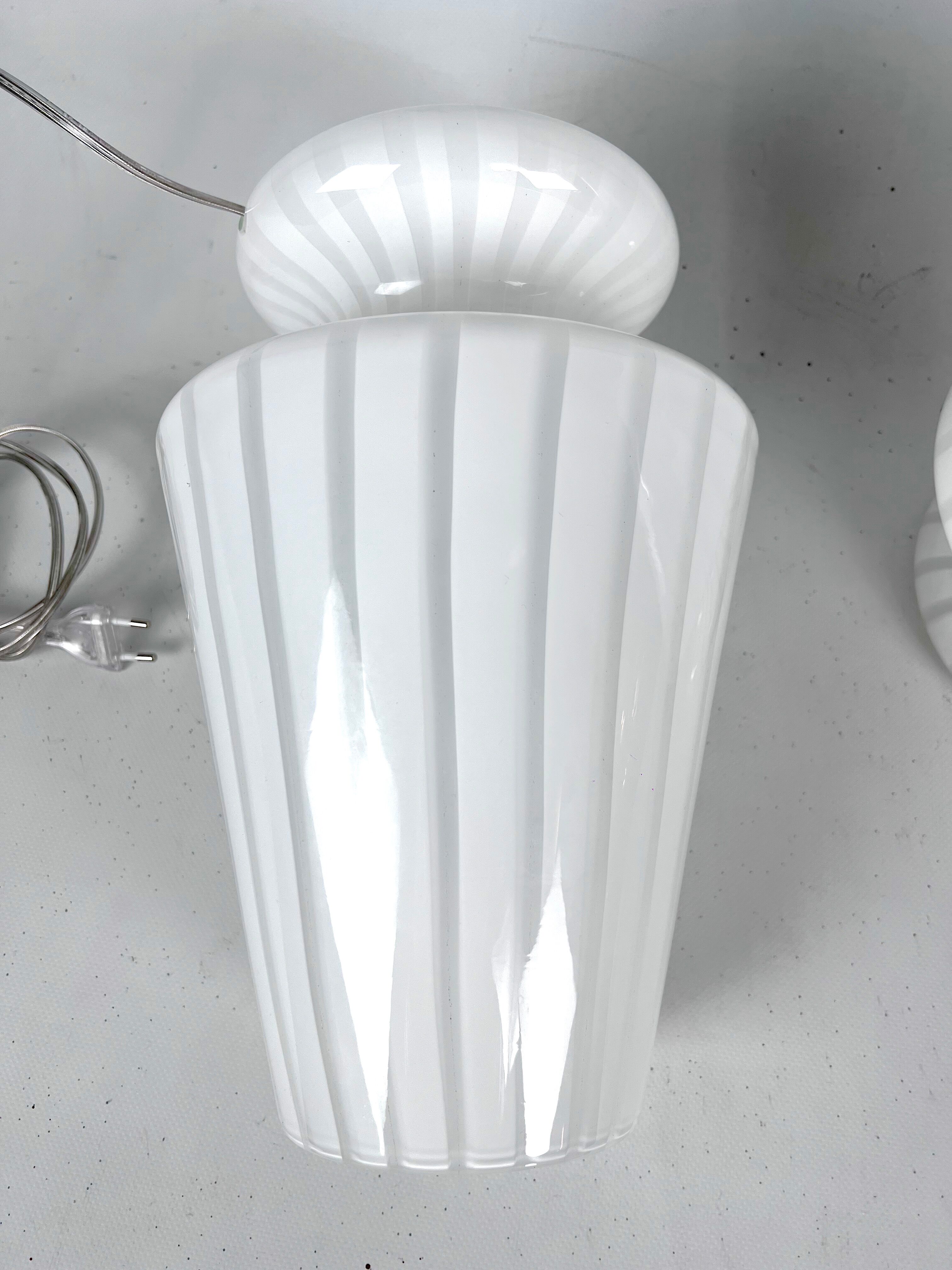 Vintage set of two postmodern Murano glass table lamps from 70s
