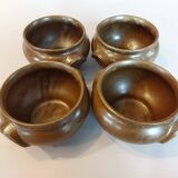 4 bowls with handles in gilded stoneware