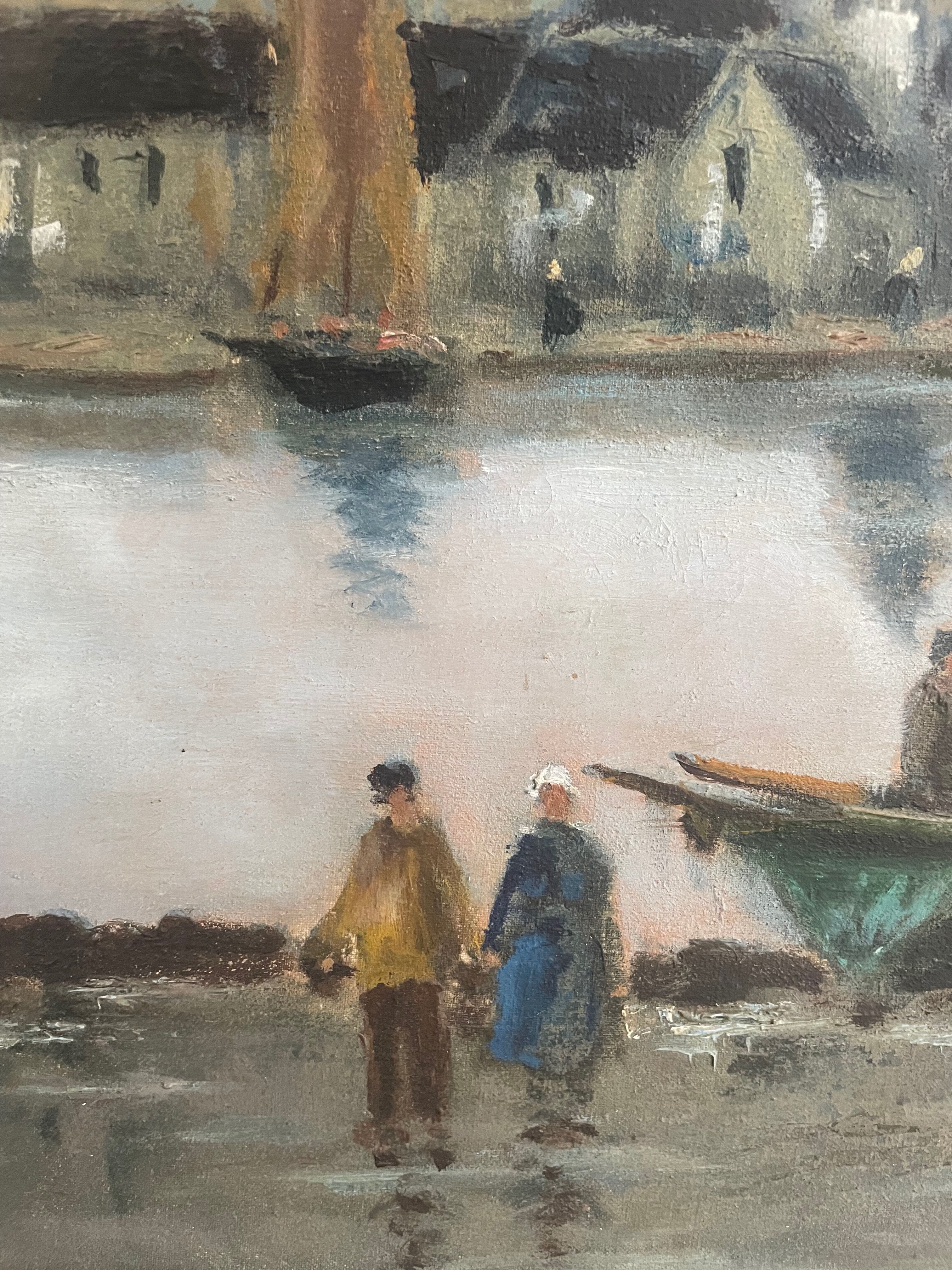 Old painting Max Erich Nicolas XXth Marine