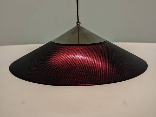 Suspension soucoupe XXL en marmorite noire, Italie vers 1970