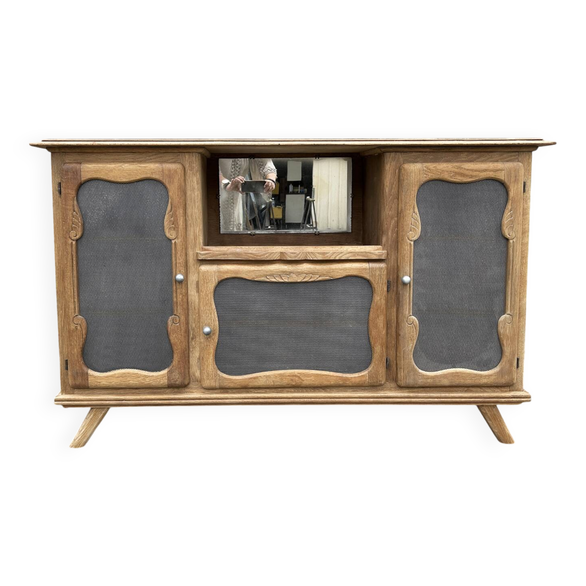 Low sideboard, bar, storage unit, wood, compass legs,